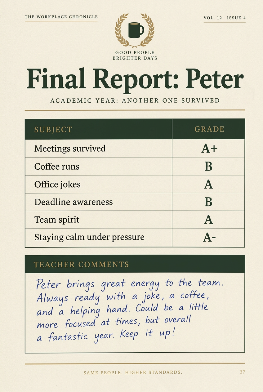 A report card for the retirement do